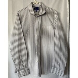 Apt.9 Men's XL Slim Fit Cotton Long Sleeve Button Down Shirt Purple/Gray Striped